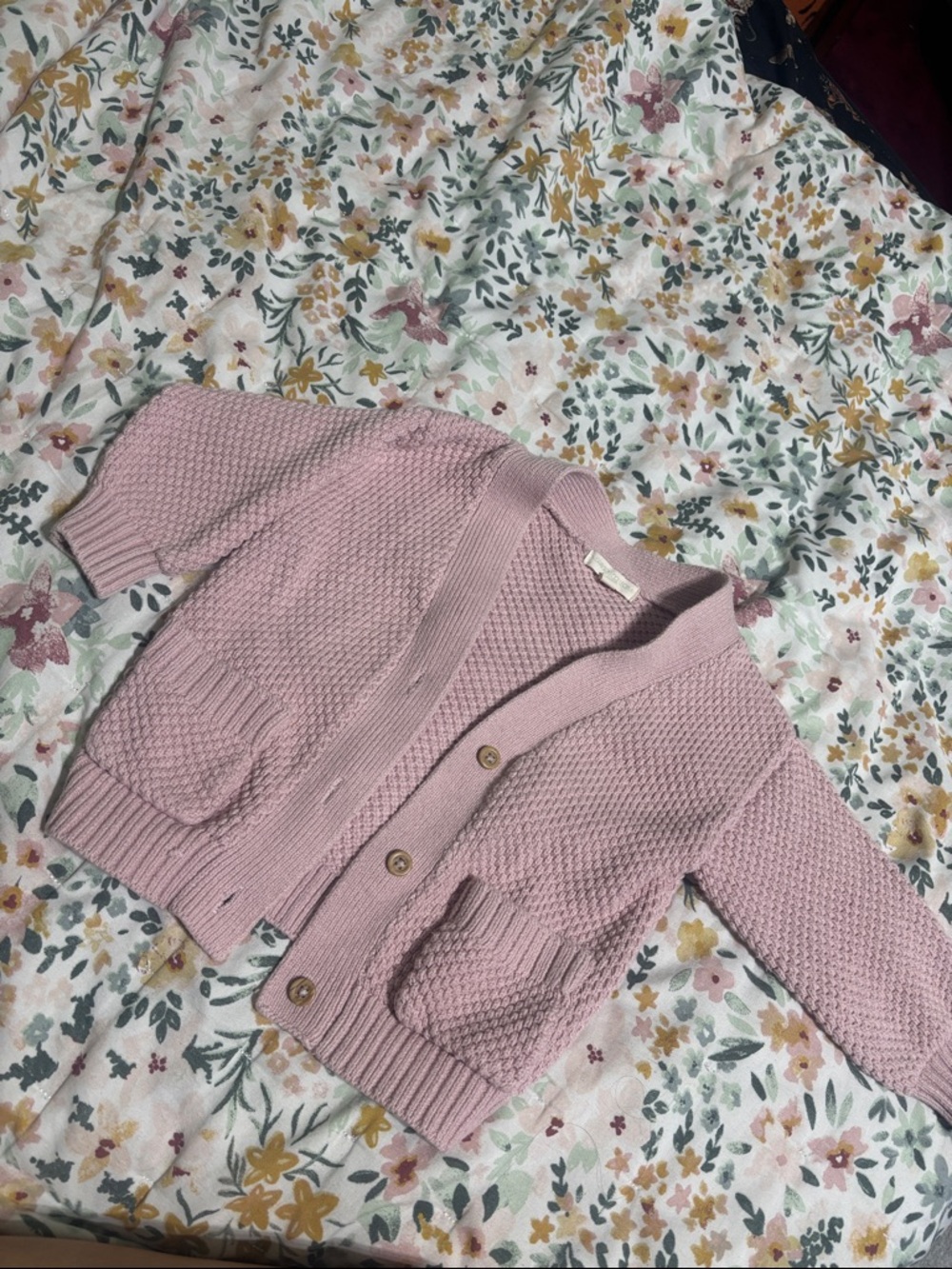 Girls' Dusty Pink Button-Up Knit Cardigan